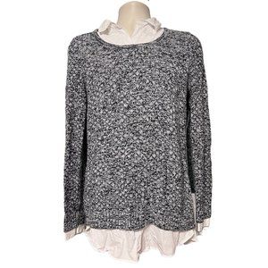 AB‎ Studio Womens Layered Sweater Large Black/Gray Long Sleeve Pullover